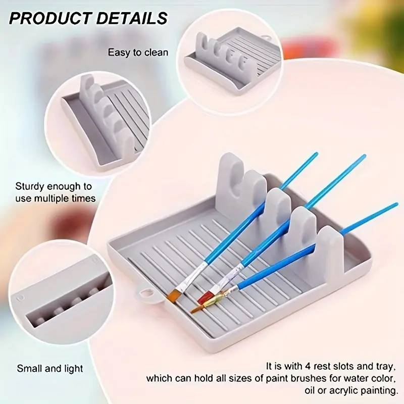 Painting Brushes Brush Holder Set, Brush Rest Holder With 4 Slots,  Essential For Artists And Painters, Paint Brush Drying Rack Organizer,  Perfect For Back-to-school Gifts And Holiday Presents, Art Supplies - Temu