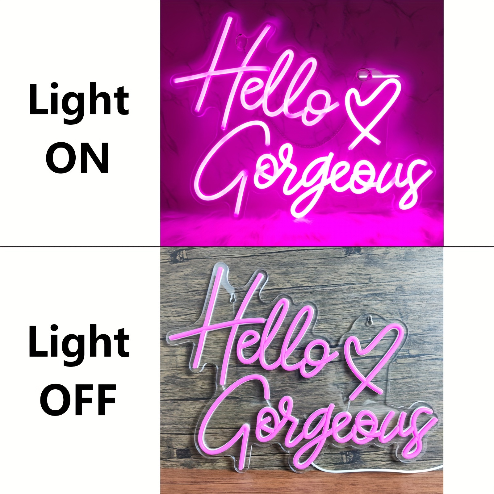 Hello Gorgeous Neon Sign Hello Beautiful Pink LED Neon Lights for Home  Wedding Birthday Backdrop Bacelorette Party Wth Dimmable