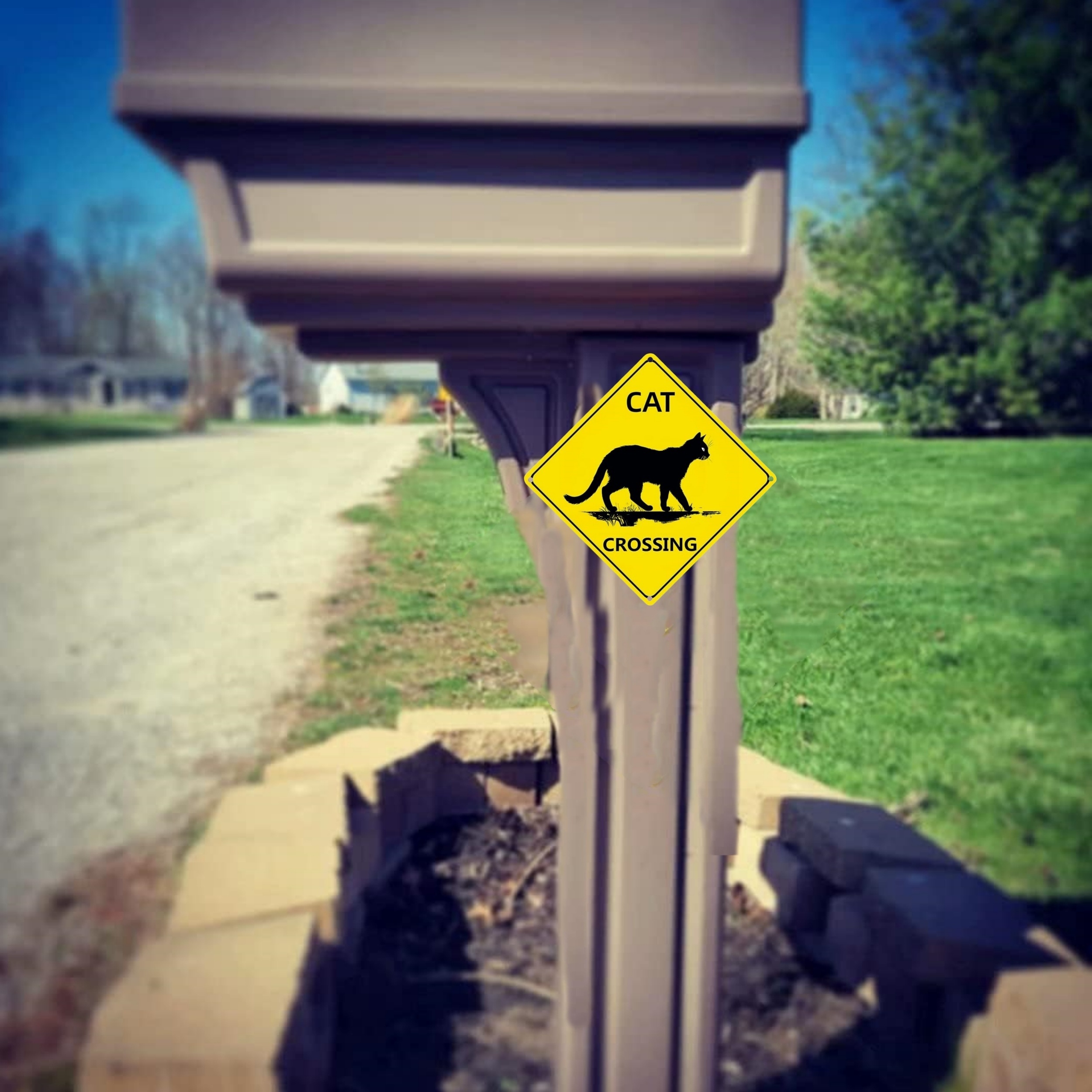 Cat Crossing Metal Sign