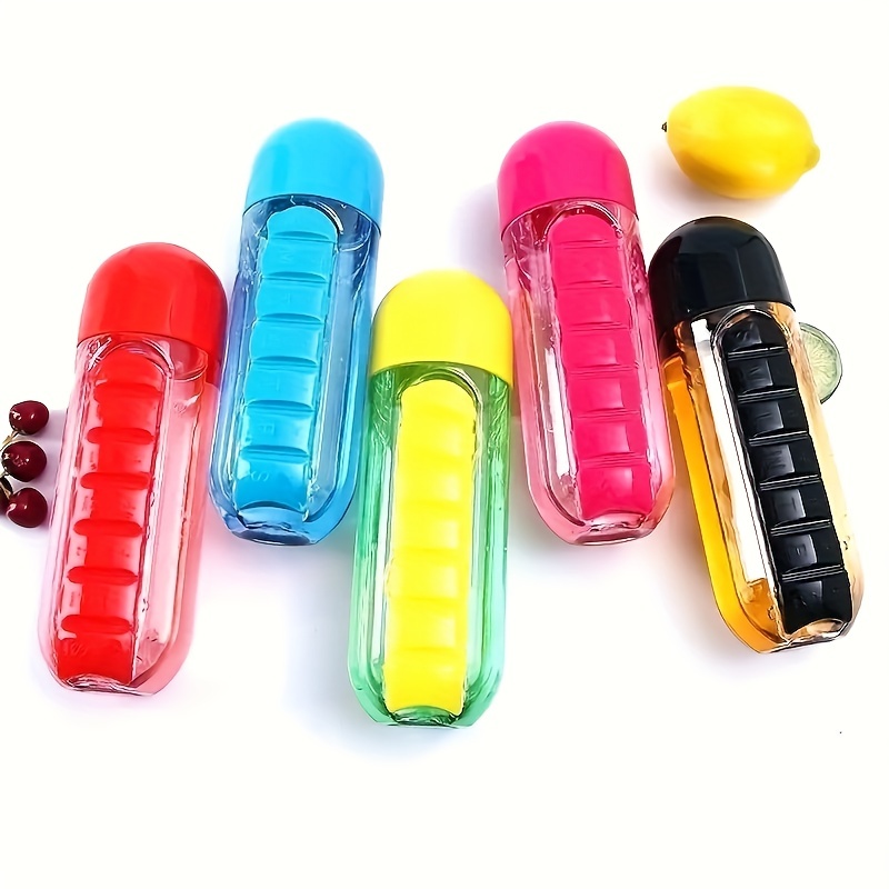 600Ml 2 in 1 travel pill case water bottle daily capsule cup