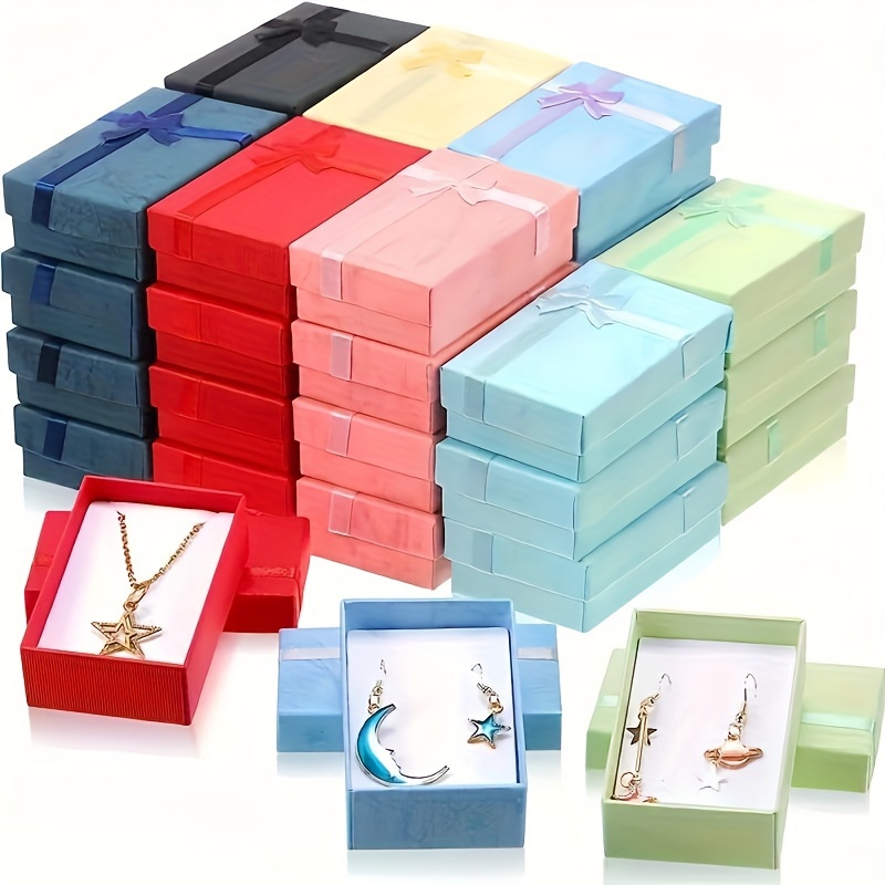 1pc/5pcs Minimalist White Lychee Style Earring Storage Jewelry Box Heaven  And Earth Lid Earring Jewelry Box Lovers Necklace Ring Box