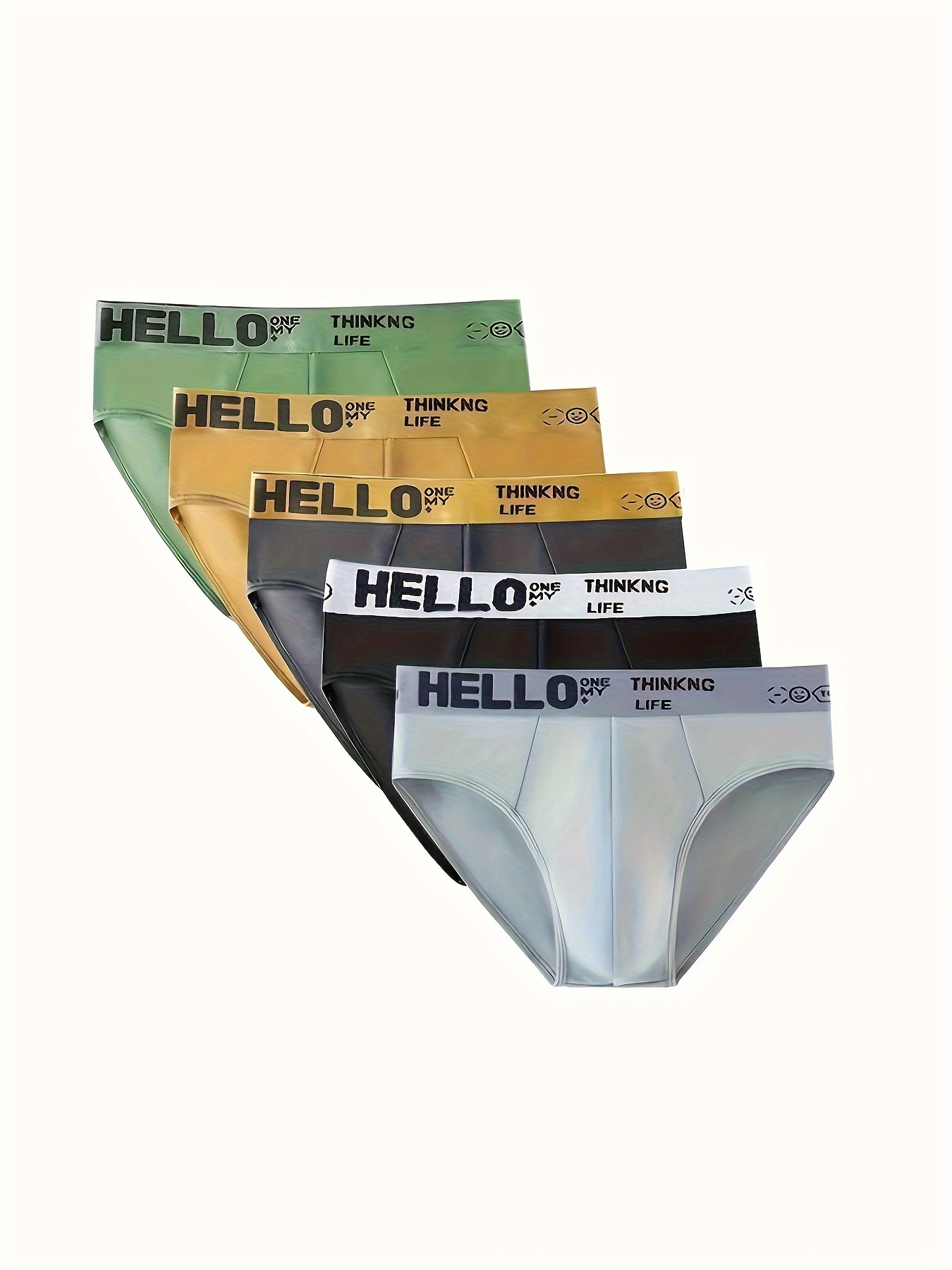 Men's Trendy Underwear 'hello' Print Breathable Comfy Medium - Temu