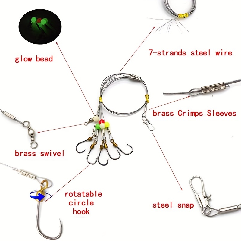 5 Circle Hook Fishing Rig Stainless Steel Wire Leaders Nylon - Temu United  Kingdom