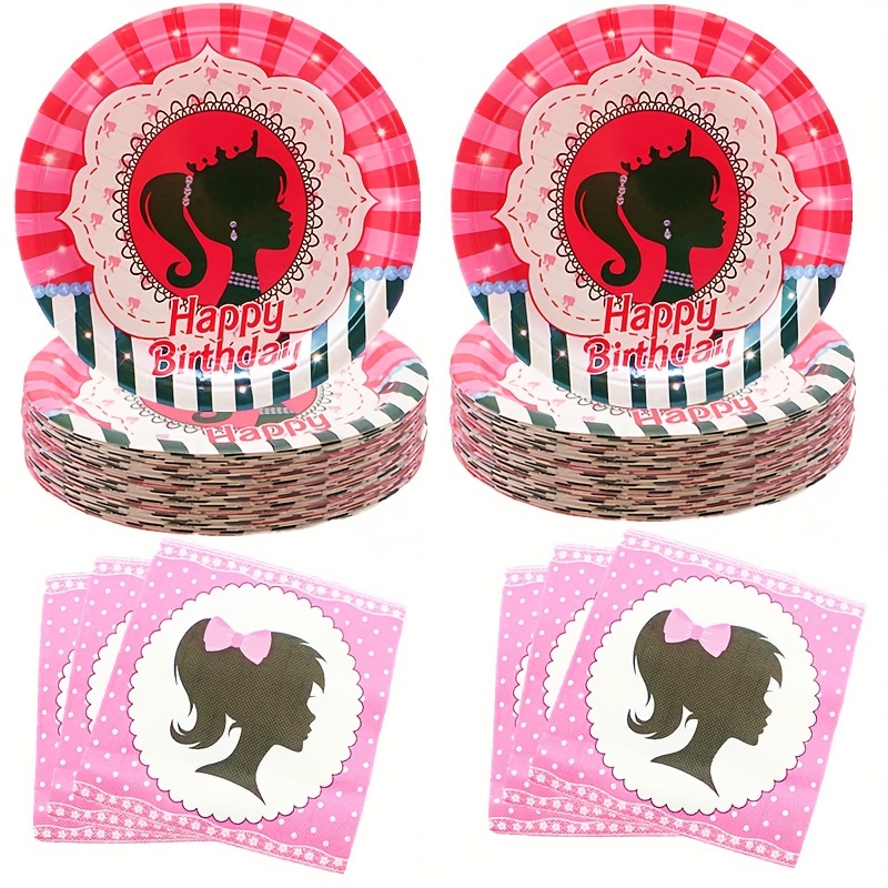 7 inch Barbie Round Dessert Plates (8 Pack) - Party Supplies Decoration 