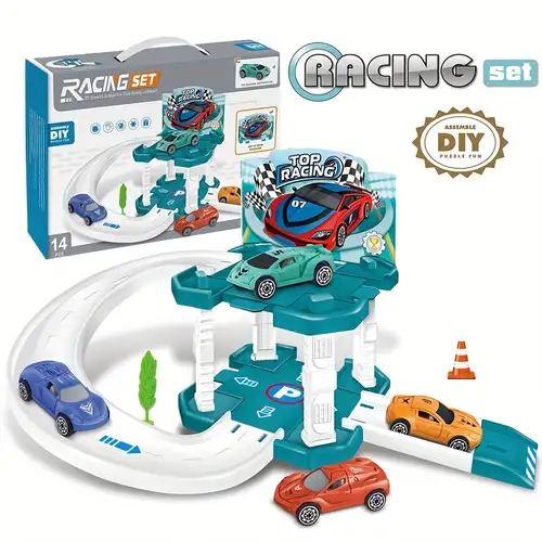 Kids Race Track Toys For Boy Car Adventure Toy For 3 4 5 6 7 Years Old Boys  Girls, Puzzle Rail Car, City Rescue Playsets Magnet Toys W/ 3 Mini Cars