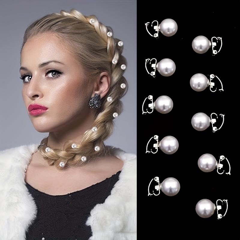 

10pcs/set Bridal Plate Hair Headdress Imitation Pearl Hair Hair Buckles Elegant Women's Braid Decor Hair Accessories