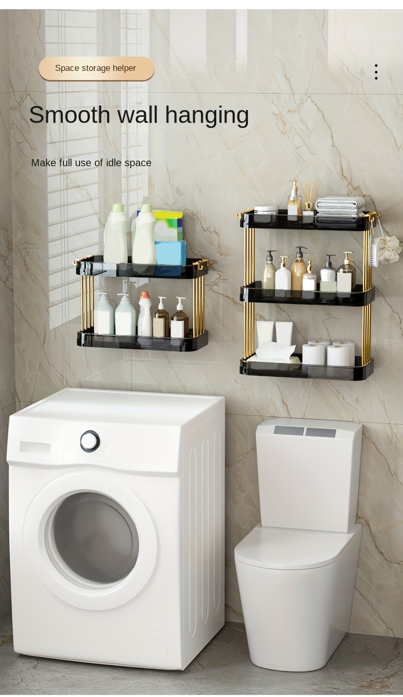 2/3 Layers Bathroom Shelf With Free Punching Wall Hanging Toilet