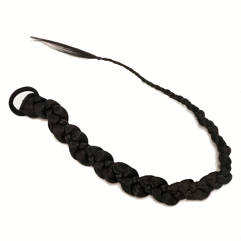 Long Twist Style Braided Ponytail Extension With Rubber Band