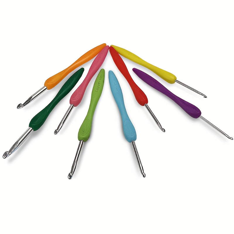 Aluminum Crochet Hook Set Soft Rubber Handles Crochet - Temu