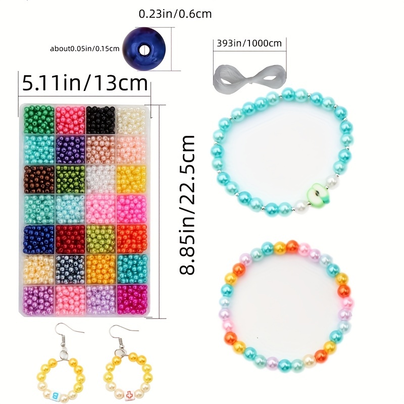Imitation Pearl Colorful Beads Box Set For Diy Handmade - Temu