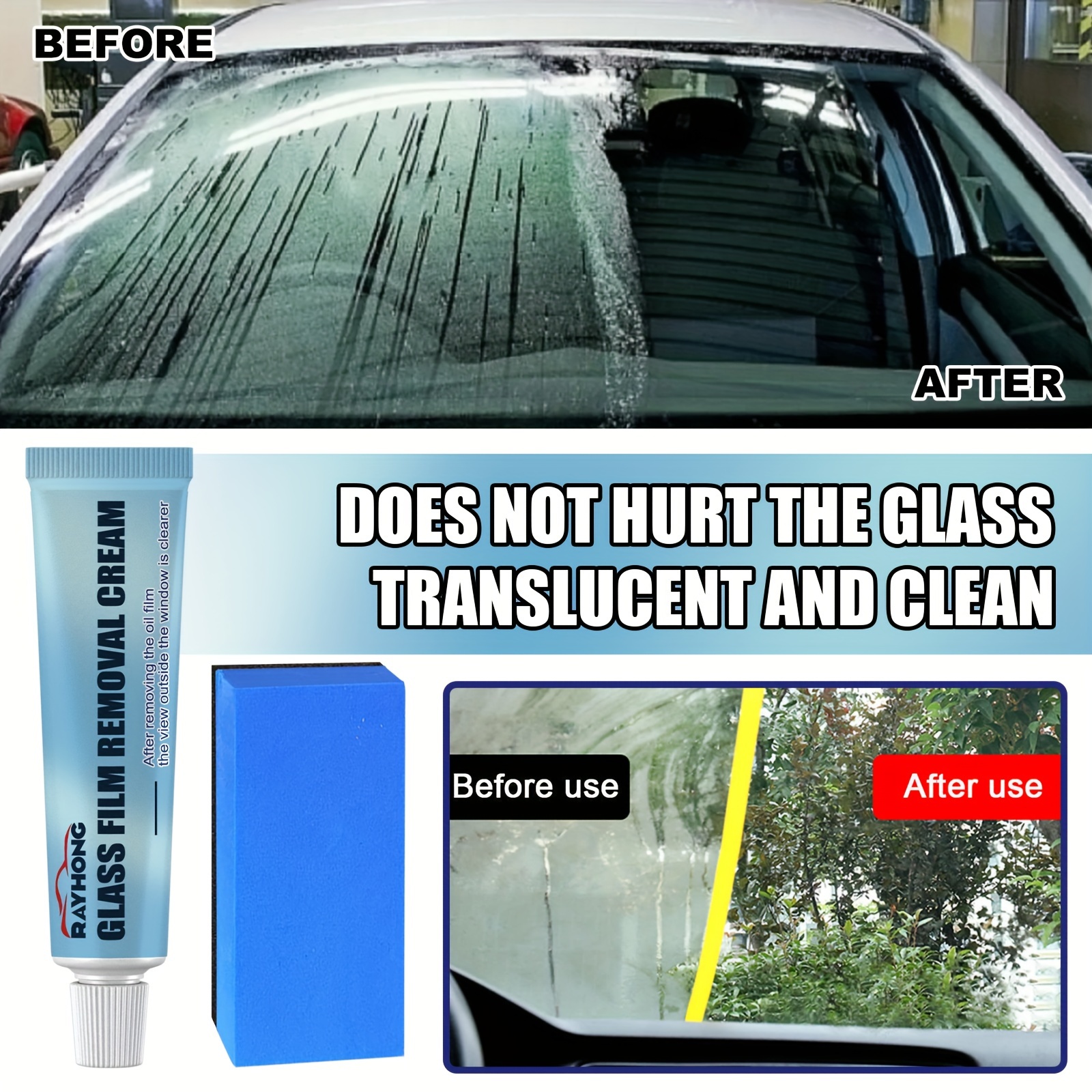  Glass Oil Film Removing Paste, Car Windshield Oil Film Cleaner, Glass  Stripper Water Spot Remover Automotive Glass Oil Film Remover, Window Front  Windshield Agent (3PCS) : Automotive