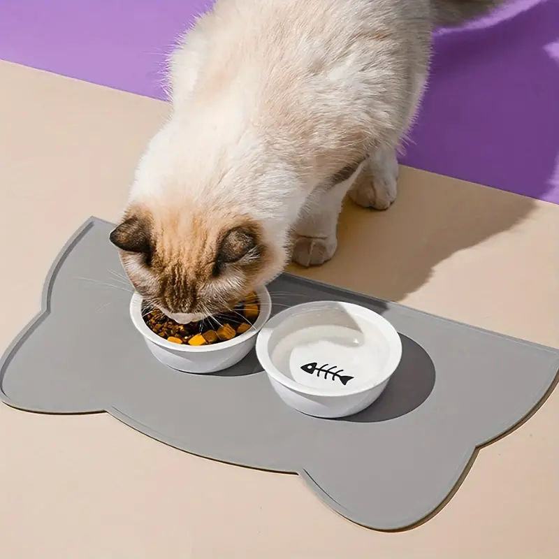 Cute Cat Head Shaped Cat Feeding Mat Silicone Waterproof Cat - Temu