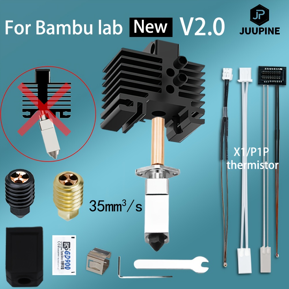  V2.0!! Up to 500°C, 3D Upgraded Bambu Lab Hot-End Version  Hardened Steel Nozzle Assembly Kit, Compatible with X1 and P1P : Industrial  & Scientific