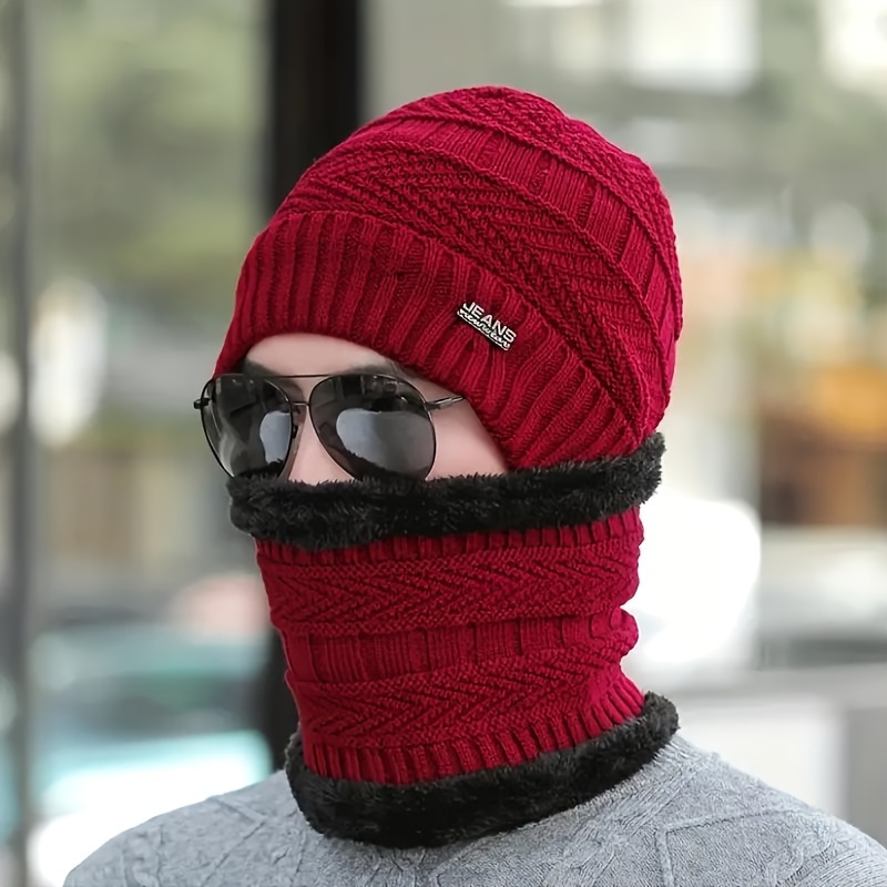 New Winter Hat for Men Women Beanie Hats Fleece Neck Warmer Thick