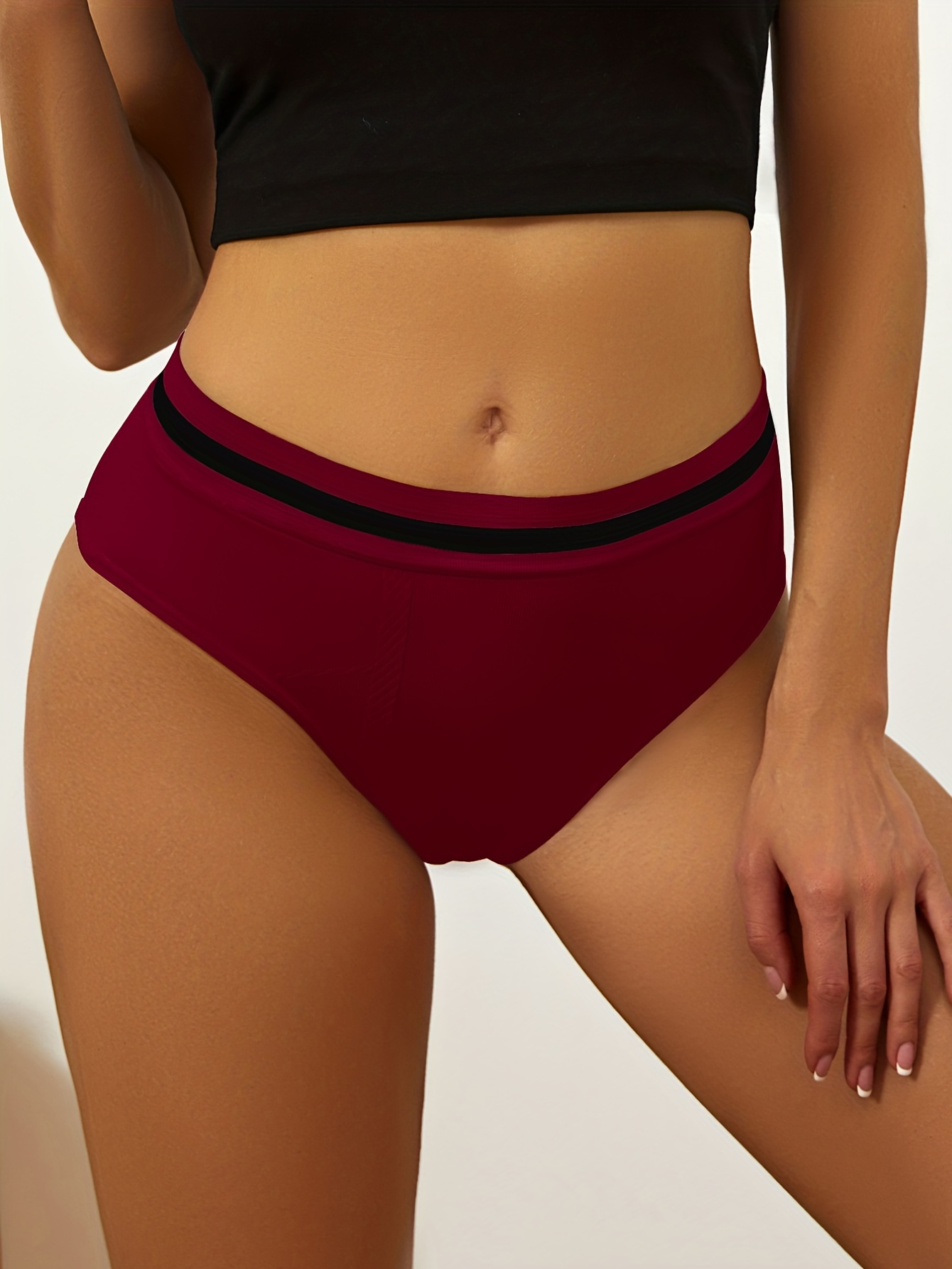 Colorblock Trim Briefs Comfy Breathable Stretchy Intimates - Temu