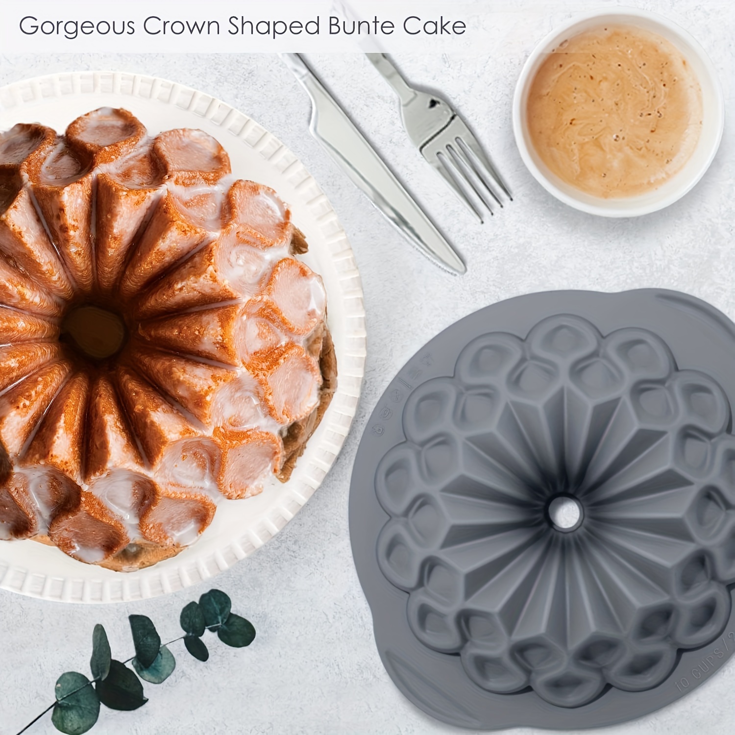 Silicone Bundt Cake Pan, Silicon Cake Molds For Baking,BPA Free,9