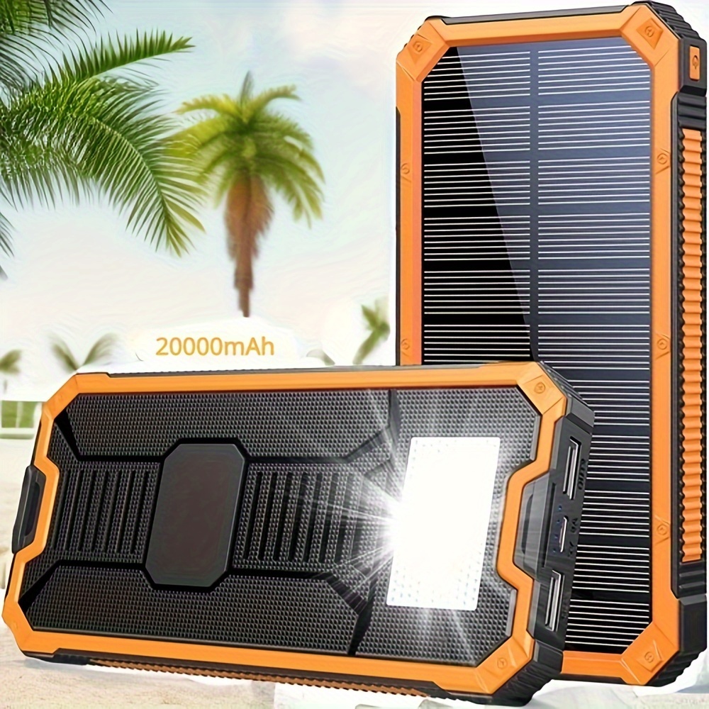 Cargador Solar Portátil 20000mAh Linterna a Prueba de Agua y polvo