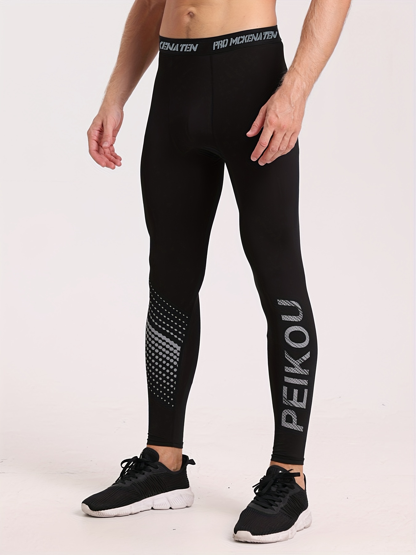 Mens One Leg Leggings, 3/4 Compression Pants, Base Layer Legging Tights  Wick Sweat Away Quickly for Outdoor Sports 