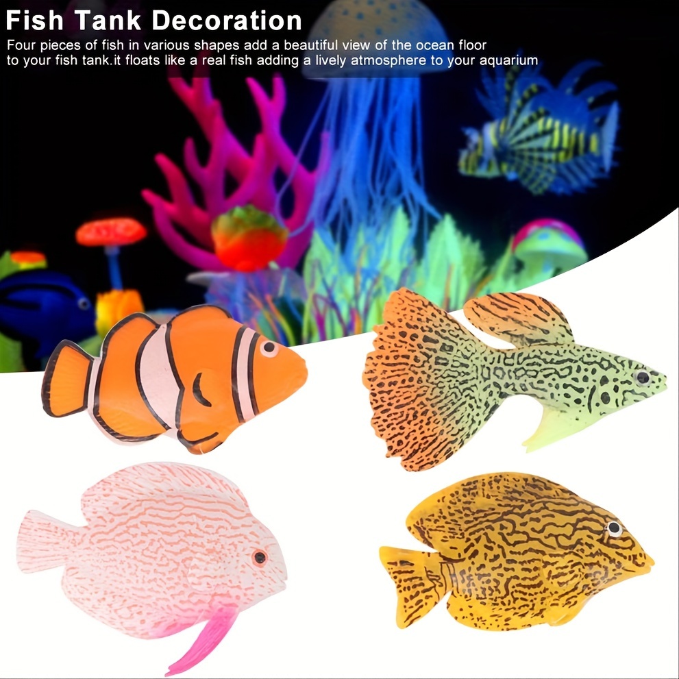 Silicone Artificial Fish Aquarium Decortion High Simulation Lifelike  Floating Fake Betta Fish Tank Ornament 