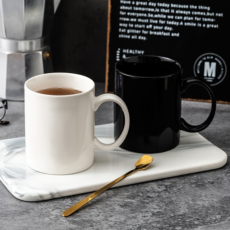 1pc White Black Mug Tea Cup Simple Water Cup Coffee - Temu