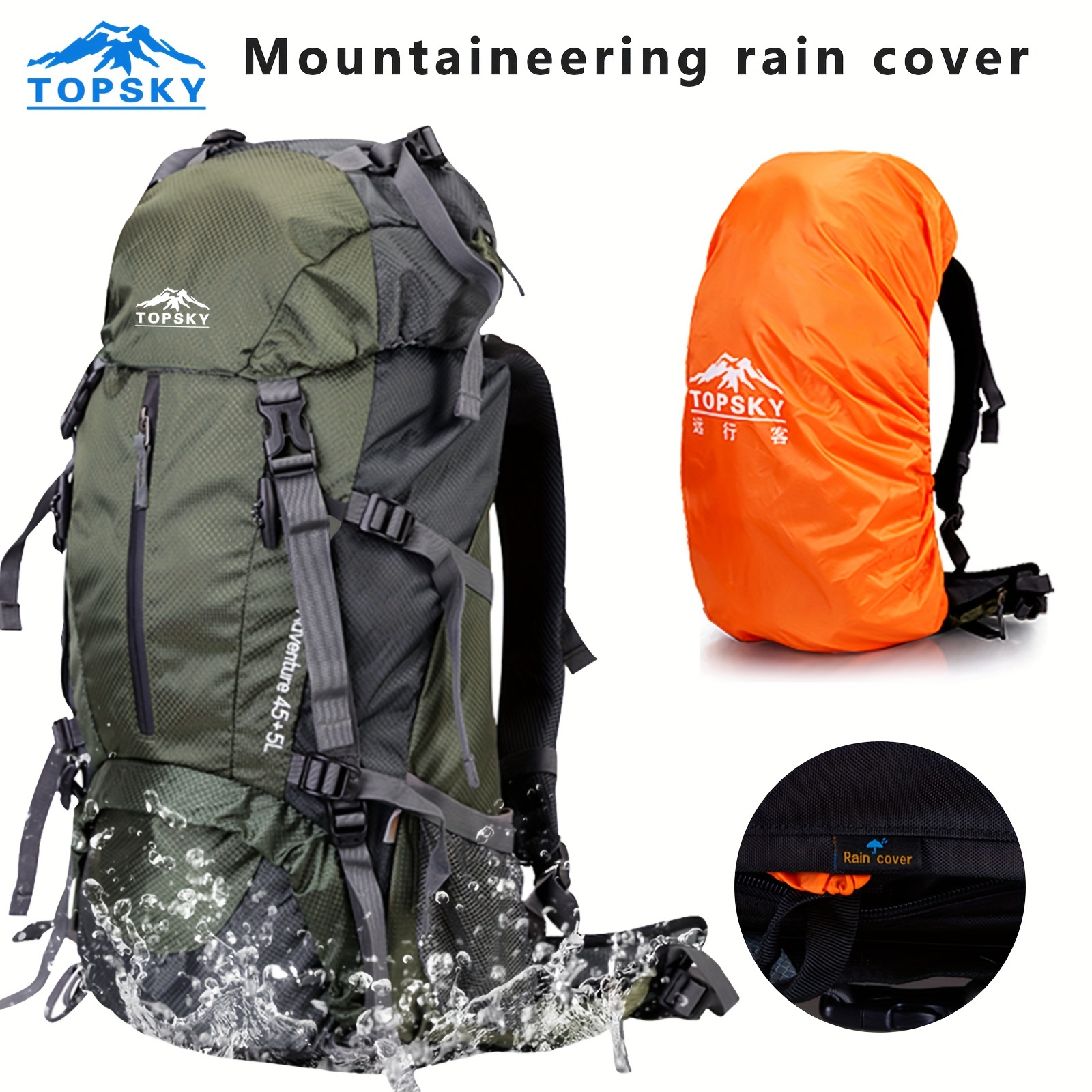 Loowoko Mochila de senderismo de 50 l, impermeable, bolsa esencial para  acampar con cubierta de lluvia, mochila ligera de 45 + 5 litros :  : Deportes y Aire Libre