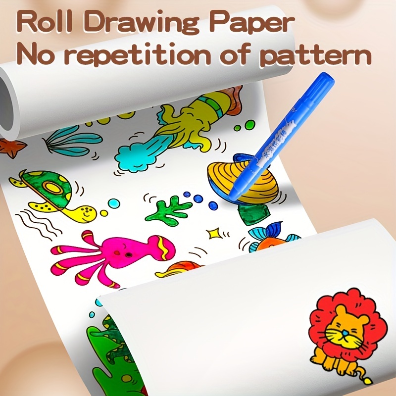 Children's Drawing Roll - Coloring Paper Roll for Kids, Drawing Paper Roll DIY Painting Drawing Color Filling Paper, 11.8 Inches, Size: 30, Green