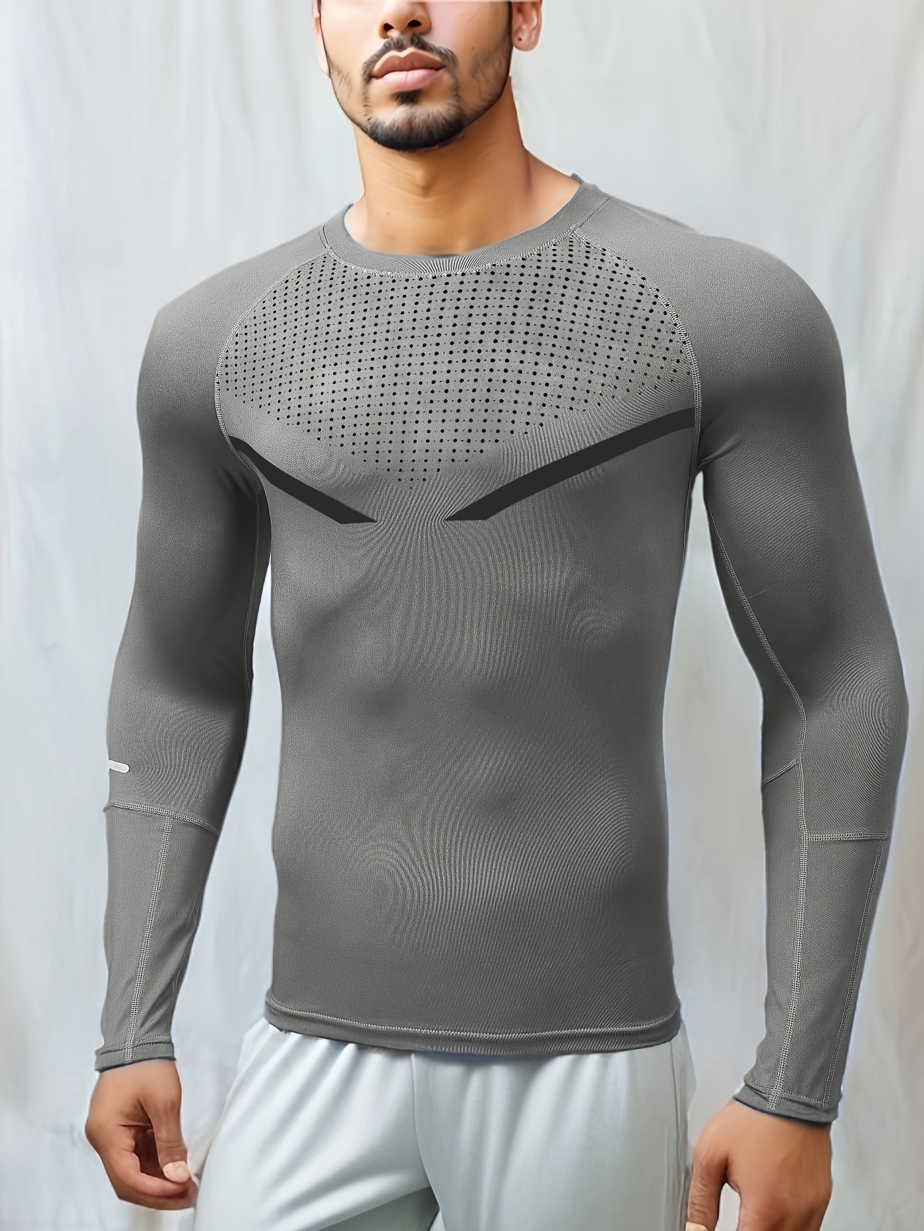 Men's Tall Size Force Lightweight Stretch Grid Base Layer Crewneck Top  Quick Dry Fishing Tops Gear T Shirt for Workout