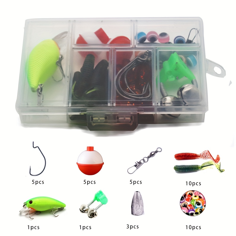 Complete Fishing Tackle Kit With Storage Box Includes Hooks - Temu