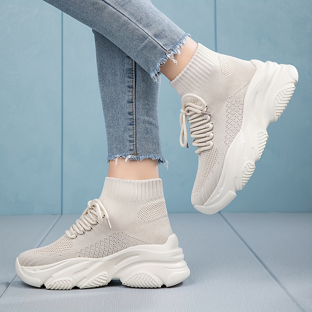 High-top Knitted Sneakers