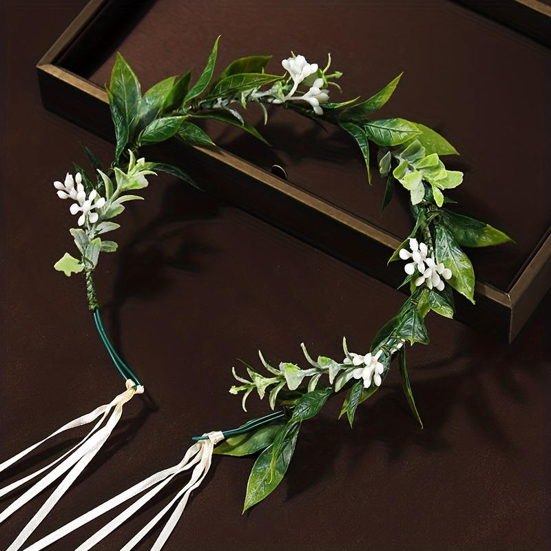 Simulazione Cerchietto Con Fiore Corona Di Foglie Verdi Accessori Per  Capelli Per Matrimoni E Fotografia Per Donne E Ragazze