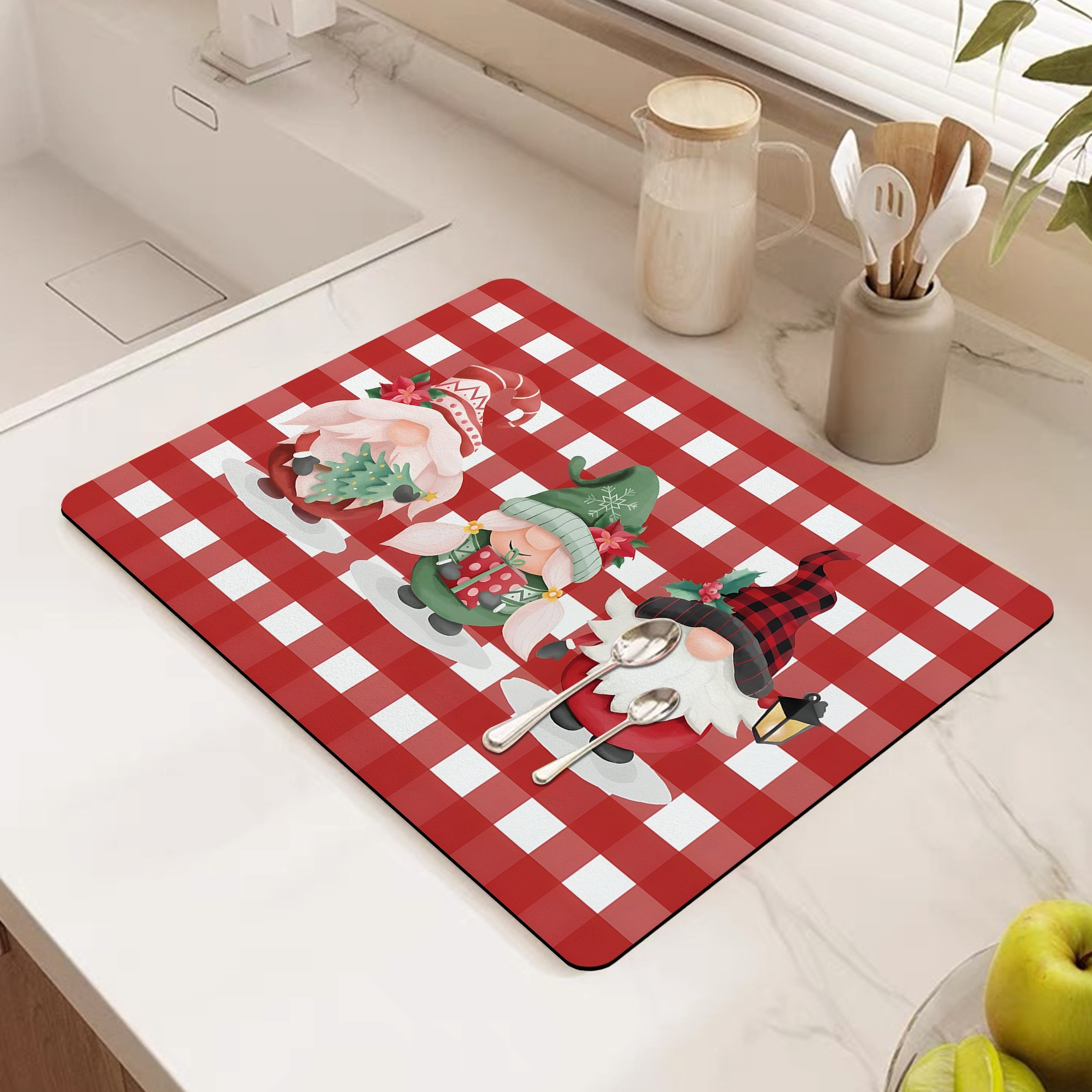 Dish Drying Pad, Kitchen Countertop Absorbent Pad, Christmas Theme Buffalo  Plaid Washstand Drain Mat, Soft Faucet Absorbent Mat, Toilet Washstand Cup  Mat, Toilet Anti-water Absorption Mat, Kitchen Accessories, Bathroom  Accessories - Temu