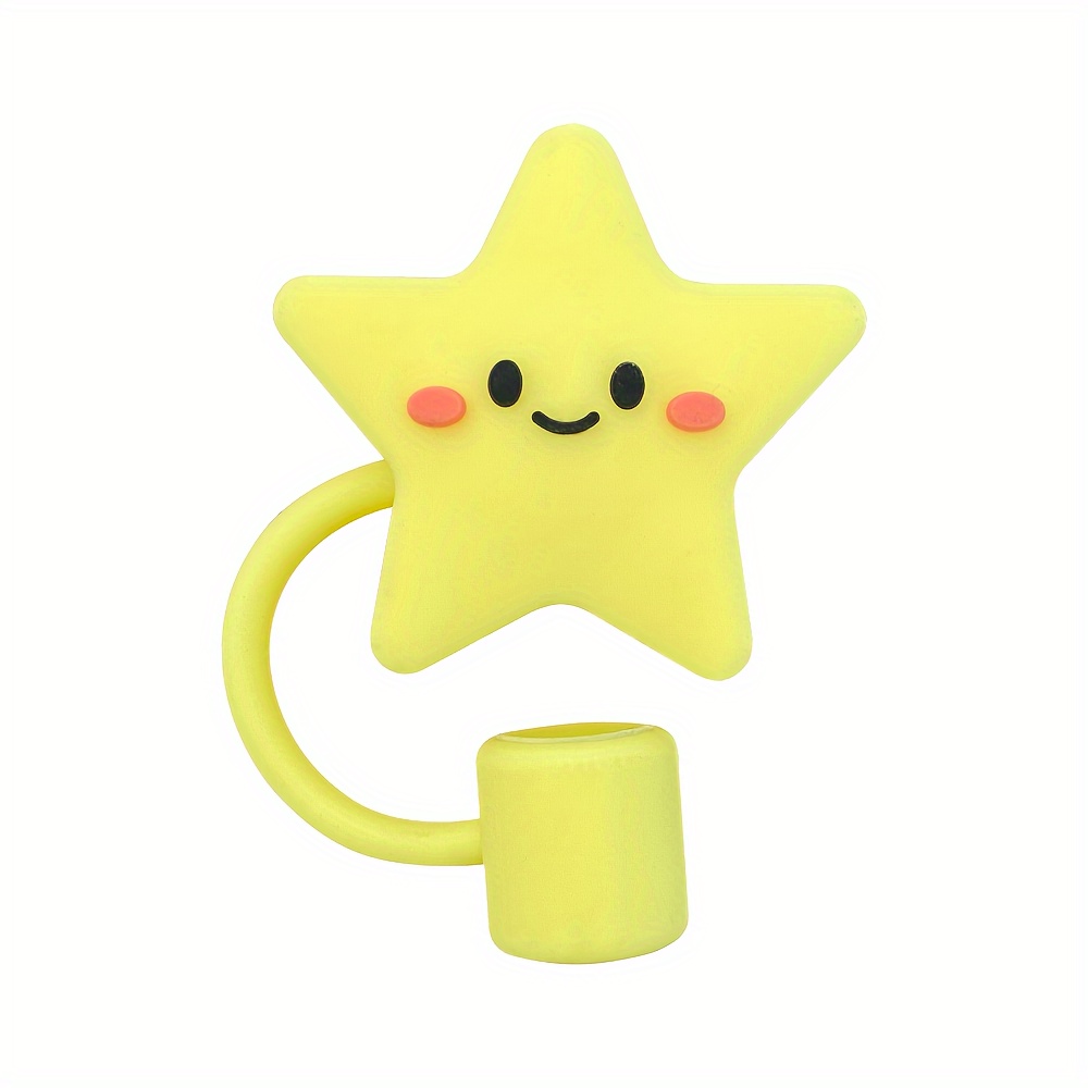 1pc Yellow Star Shaped Silicone Straw Cap, Reusable Straw Plug, Fits 10mm  Straws, Accessory, Gift