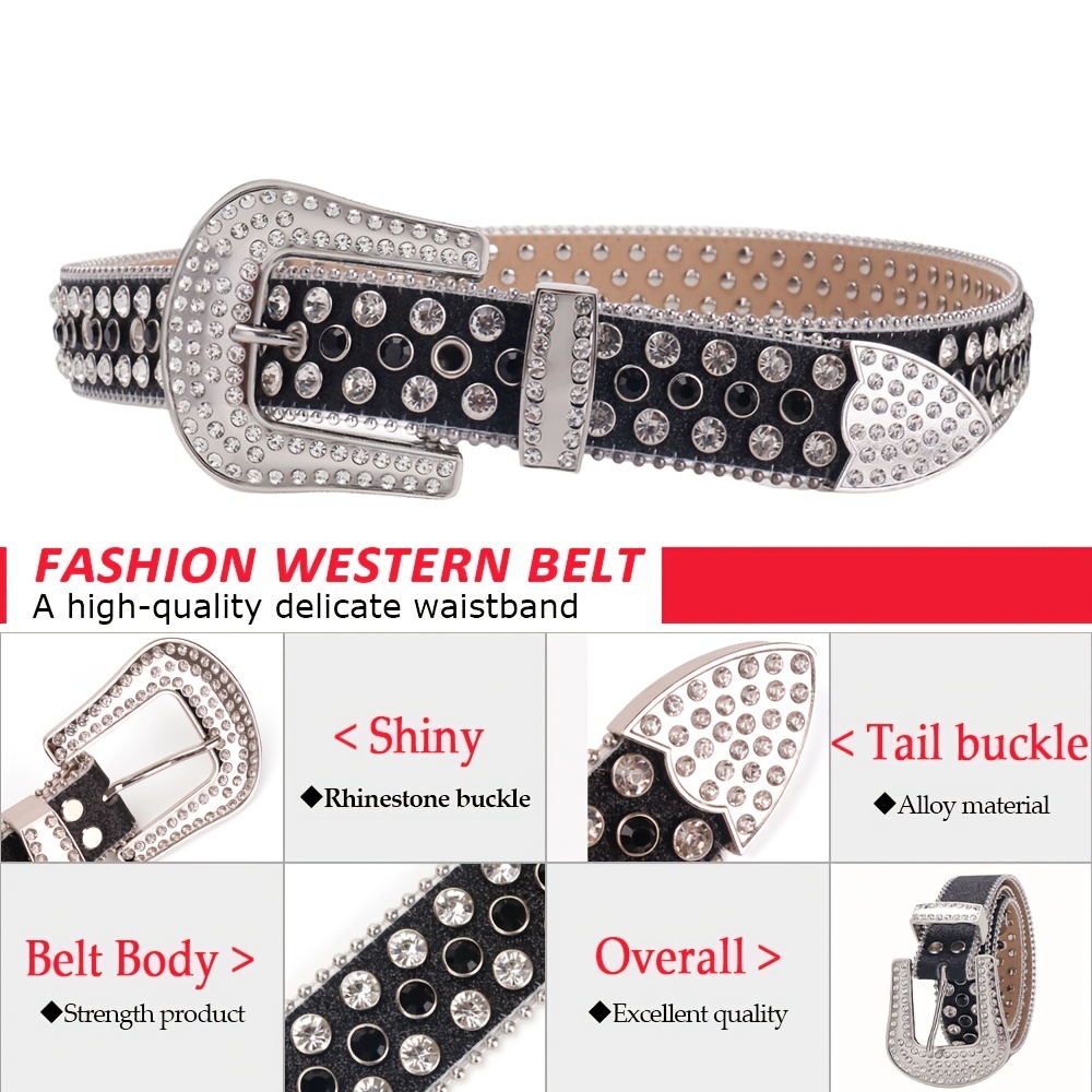 Man Rhinestone Belts Luxury Designer Genuine Leather Belt Artificial Diamond  Waistband at  Women's Clothing store