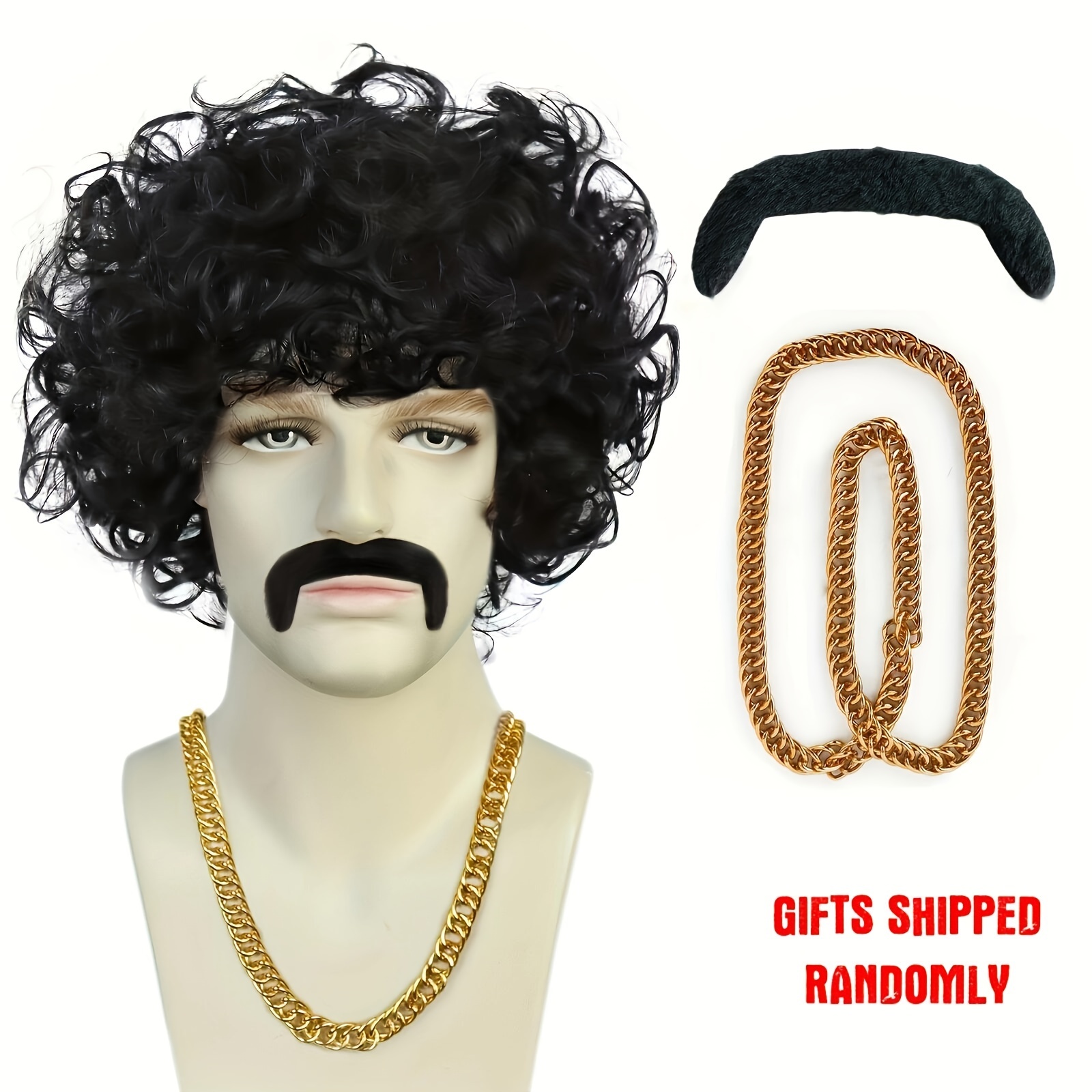 70s 80s Retro Afro Mullet Wig Necklace Beard Temu Mauritius