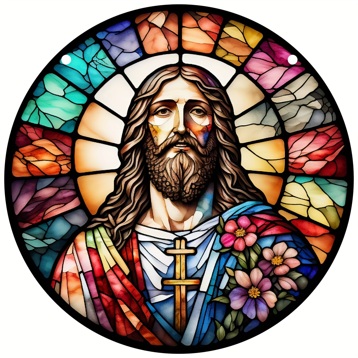 Stained Window Hanging Christian Suncatcher Holy - Temu