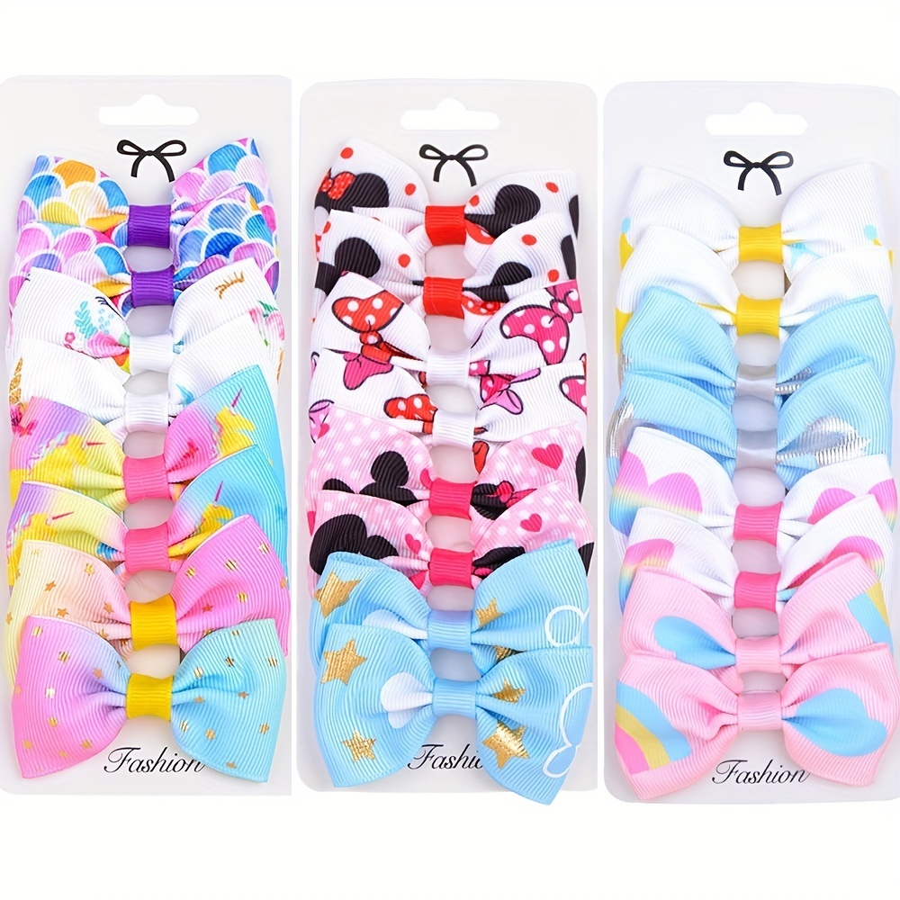 

8pcs Cute Cartoon Creative Gradient Rainbow Bow Hair Clips Decorative Hair Accessories For Holiday Party Girls Accessories, Ideal Choice For Gifts