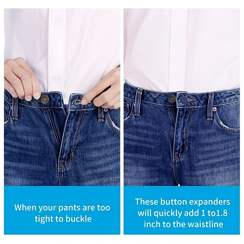  18 Pcs Pants Button Extender, Flexible Waistband Extenders  Buttons Jeans Button Extender for Dress Shirts, Silicone Collar Extenders  Shirt Pants Waist Extender for Pants for Women Men (3 Colors)