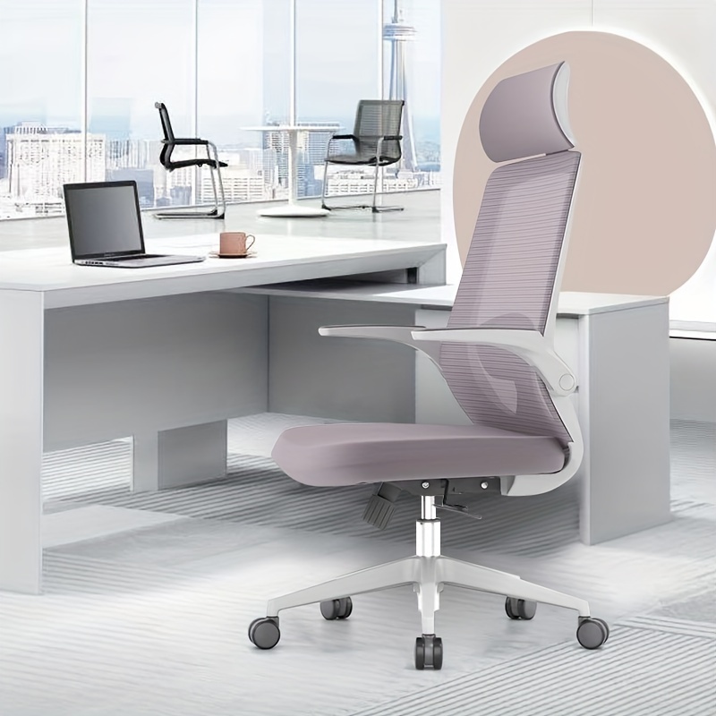 Silla de oficina de malla, silla ergonómica de escritorio con reposacabezas  y soporte lumbar ajustable, silla giratoria para oficina en casa con