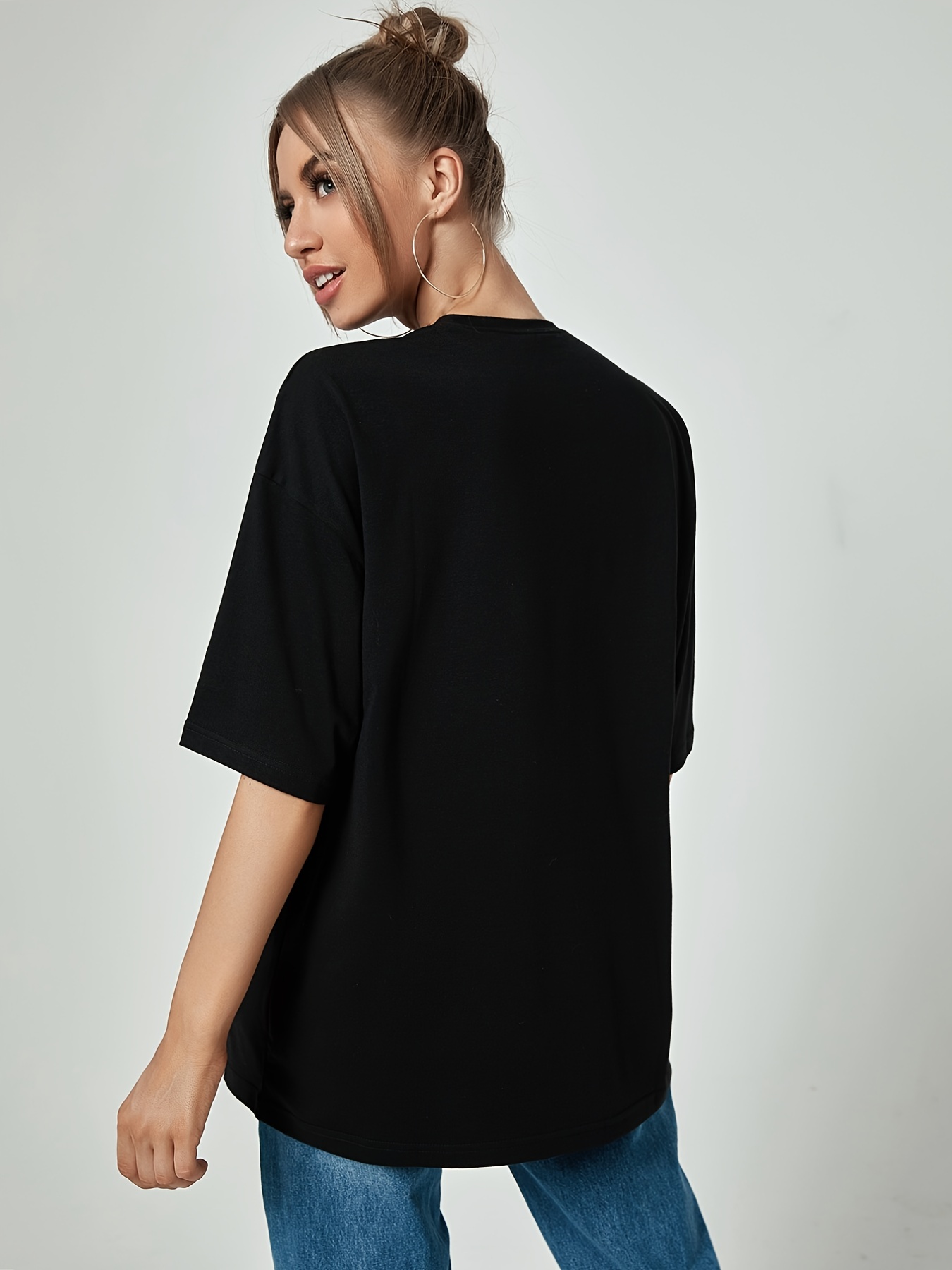 Women Fashion Printing O-Neck Short T-Shirt Loose Blouse Top Shirt Basics T  Shirt Women Shirts Women Casual 