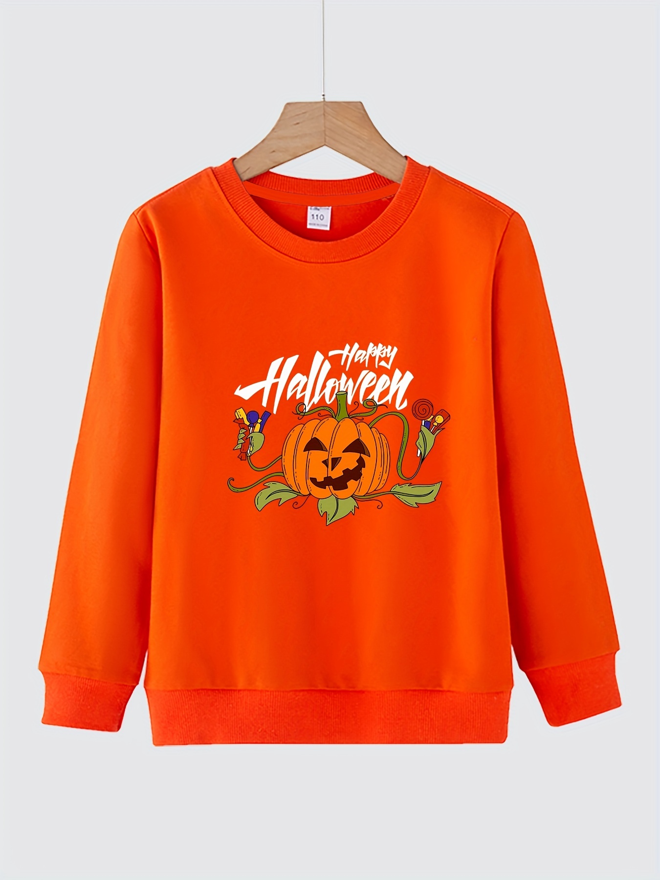 Halloween Theme Various Pumpkin Print Girls Sweatshirt - Temu