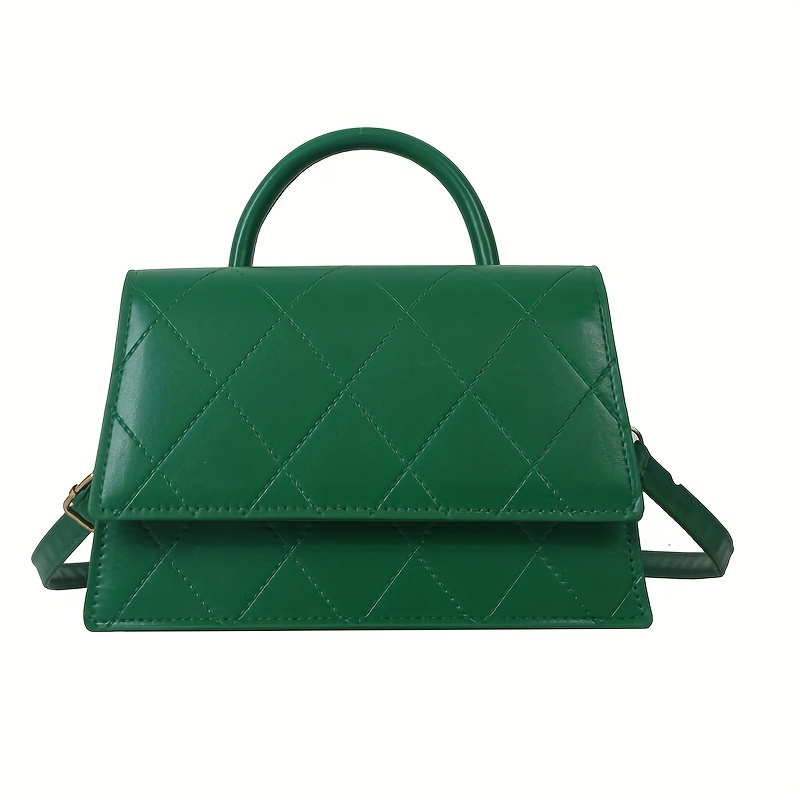 Mini Argyle Quilted Handbag, Simple Solid Color Crossbody Bag, Fashion  Square Shoulder Purse For Women