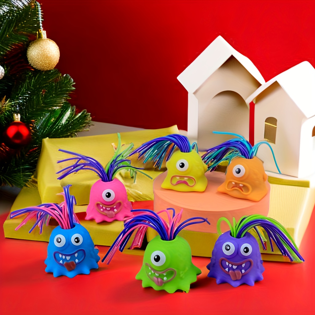 1pc 2pcs screaming little monster toy pulling hair cute monster novel and creative toy christmas gift 3