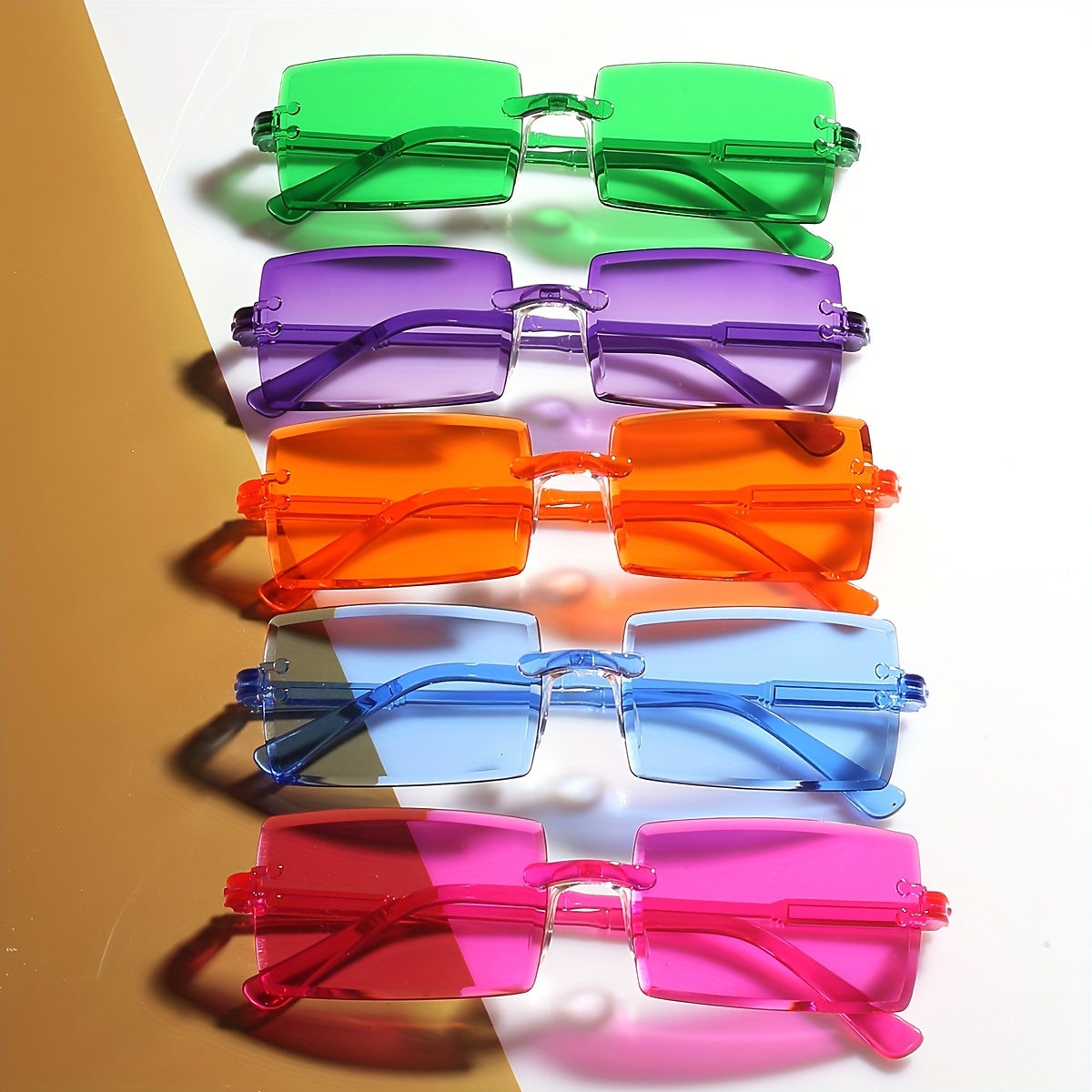 TEMU 5pcs Women's Frameless Decorative Glasses, Couple Glasses For Men And Women, Party Bars, Parties, Festivals, Fashion Trend Glasses