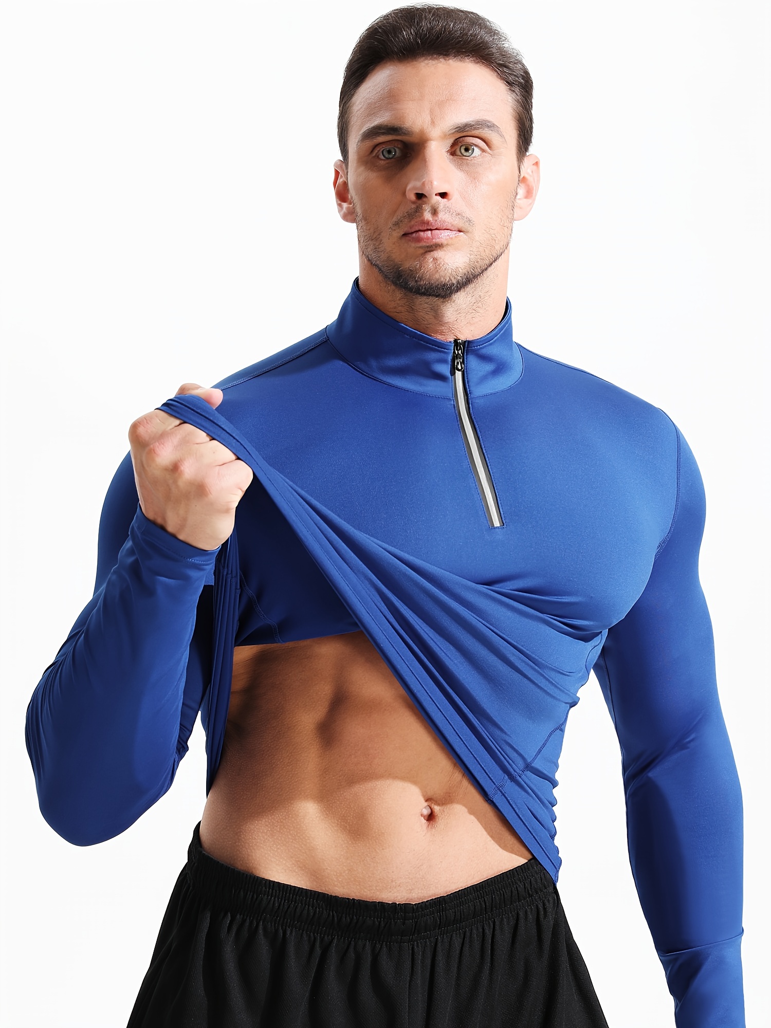 Men's Quick drying Compression Shirts 1/4 Zip Pullover Long - Temu