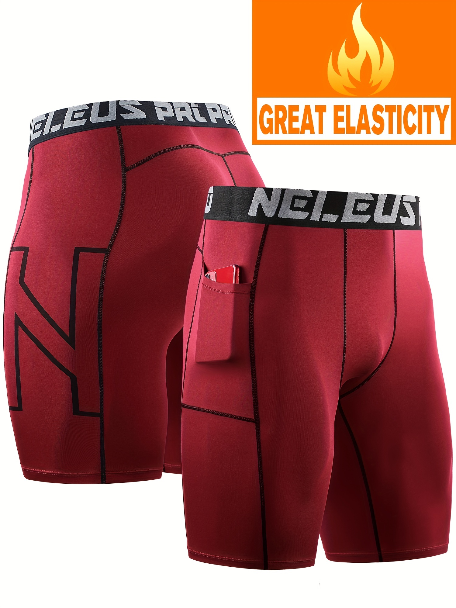 Red Nike Compression Shortsmen's Compression Running Shorts - Quick Dry  Spandex Striped Underwear