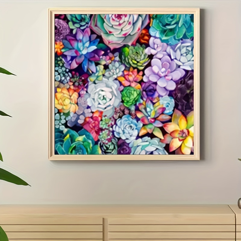 Succulent Flower 5D DIY Diamond Painting Full Round Cross Stitch Kit  Without Frame Water Diamond Decoration Gift Birthday Gift Adult Artificial  Diamon