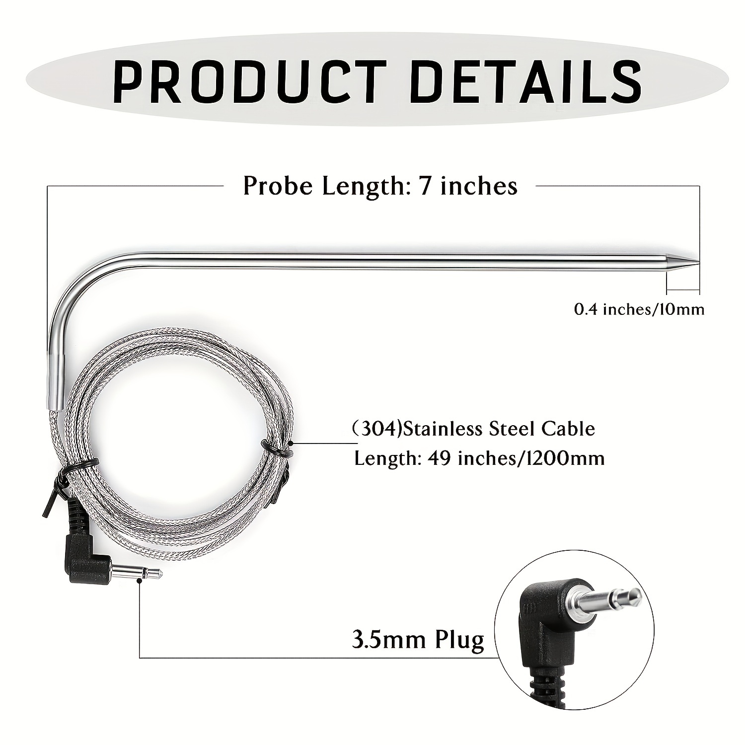2-Pack Meat Probe Compatible with Masterbuilt Gravity Series 560