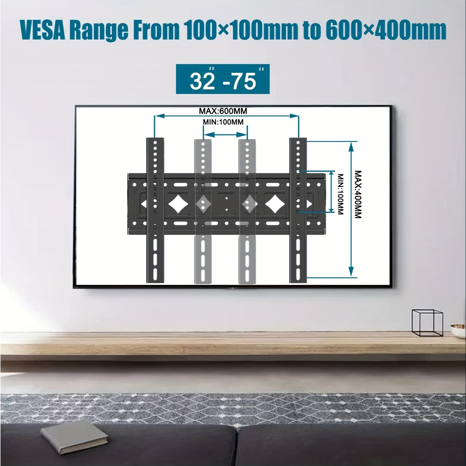 TETVIK - Soporte de pared para monitor para la mayoría de televisores de 14  a 24 pulgadas, universal, de perfil bajo, soporte de pared VESA de hasta