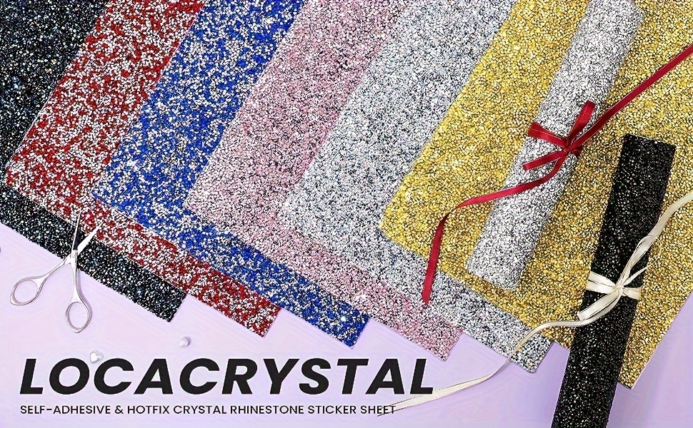 Locacrystal Bling Rhinestone Sticker DIY Car Decoration Stickers Self-Adhesive Hotfix Glitter Crystal Gem Sheet Stickers for Car