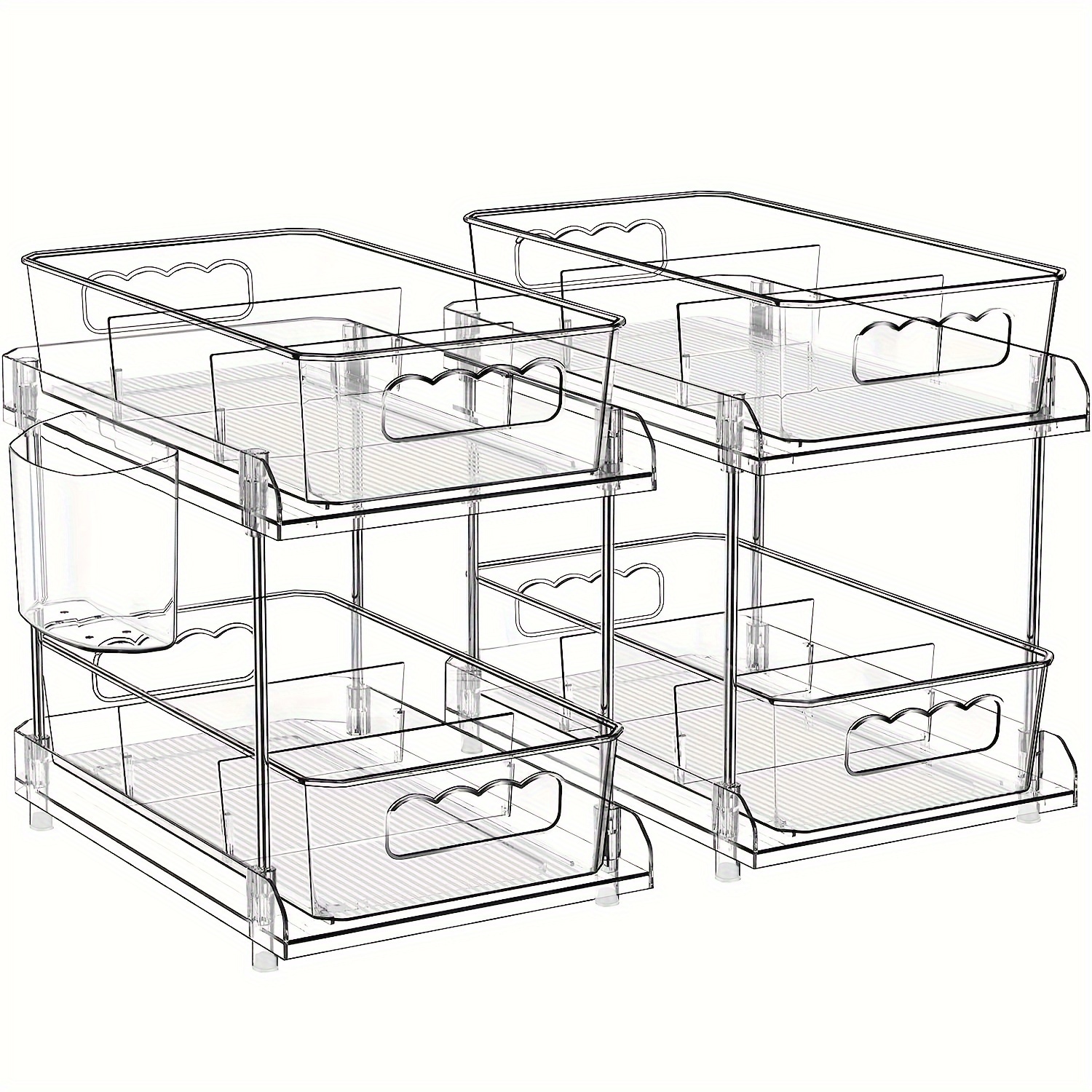 Under sink Organizers 2 Tiers Clear Organizer With Dividers - Temu